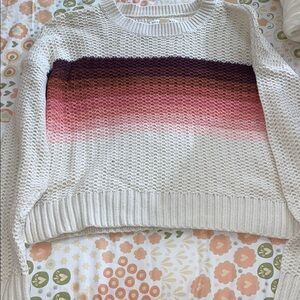 Aeropostale Cozy Pink and Cream Crew Neck Sweater